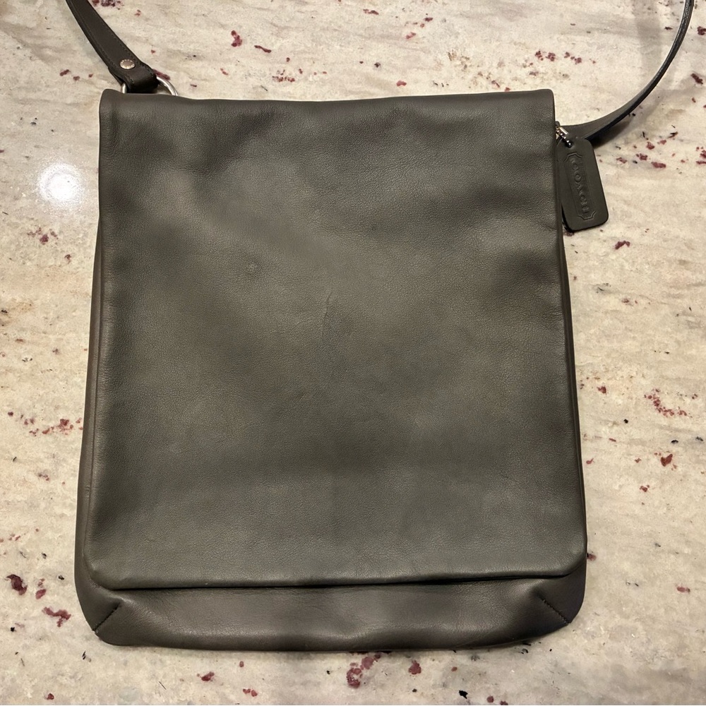 Coach Dark Gray Leather Messenger Crossbody